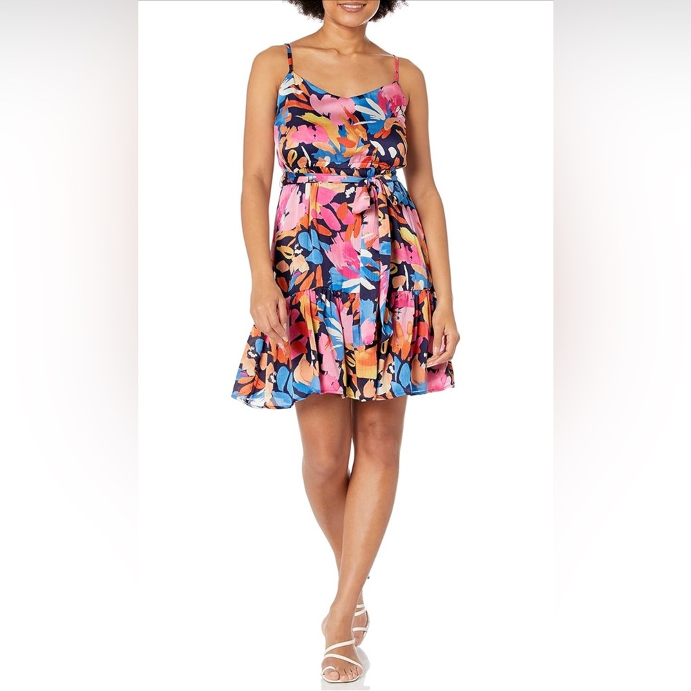 Nine West Women’s Jojo Spaghetti Strap Tiered Dress